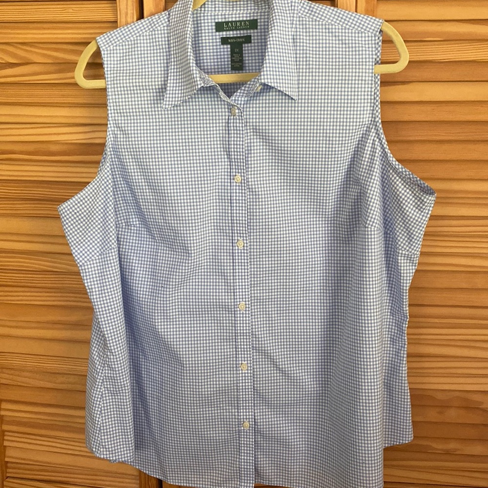 Lauren RL 2X Sleeveless no iron blouse